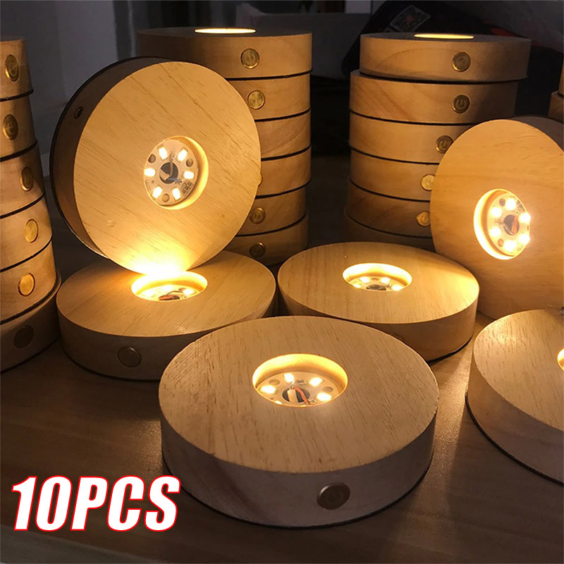 Dekorativa lampor i trä för skrivbordet ljusbas nattlampa trä-led-usb-display ljusdisplaystativ lamphållare lampkonstprydnad