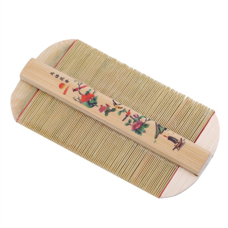 Peine chino tradicional de bambú para piojos, peine denso hecho a mano, rosa, elimina la picazón, cabeza, peines de pulgas
