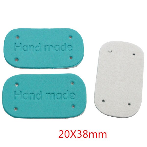 Venta! Al azar, Estilos mixtos, etiqueta de decoración de cuero/hendidura, signo de ropa, apliques, accesorio diy, hecho a mano, 6 uds/12 Uds L0803: Color3Lake green6pcs
