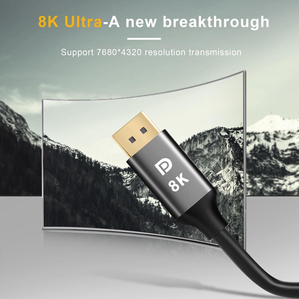 DisplayPort 1.4 Cable 8K HDR 60Hz 4K@144Hz 32.4Gbps Display Port Adapter For Video PC Laptop TV DP 1.4 Display Port Cable