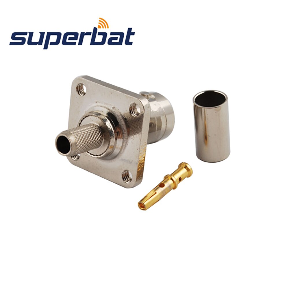 Superbat 10 pièces BNC sertissage Jack femelle 4 trous montage sur panneau pour câble Coaxial RG58,RG142,LMR195