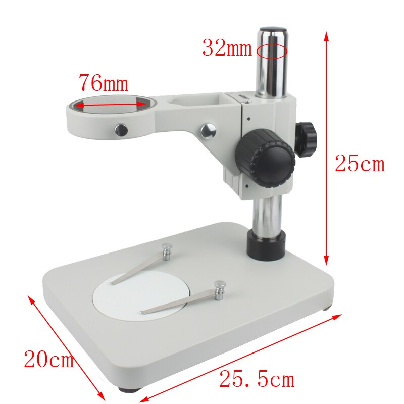 Trinocular Microscope Stereo Microscope Binocular Microscope Adjustable Table Working Stand Holder + 76mm Ring Holde: white 25cm