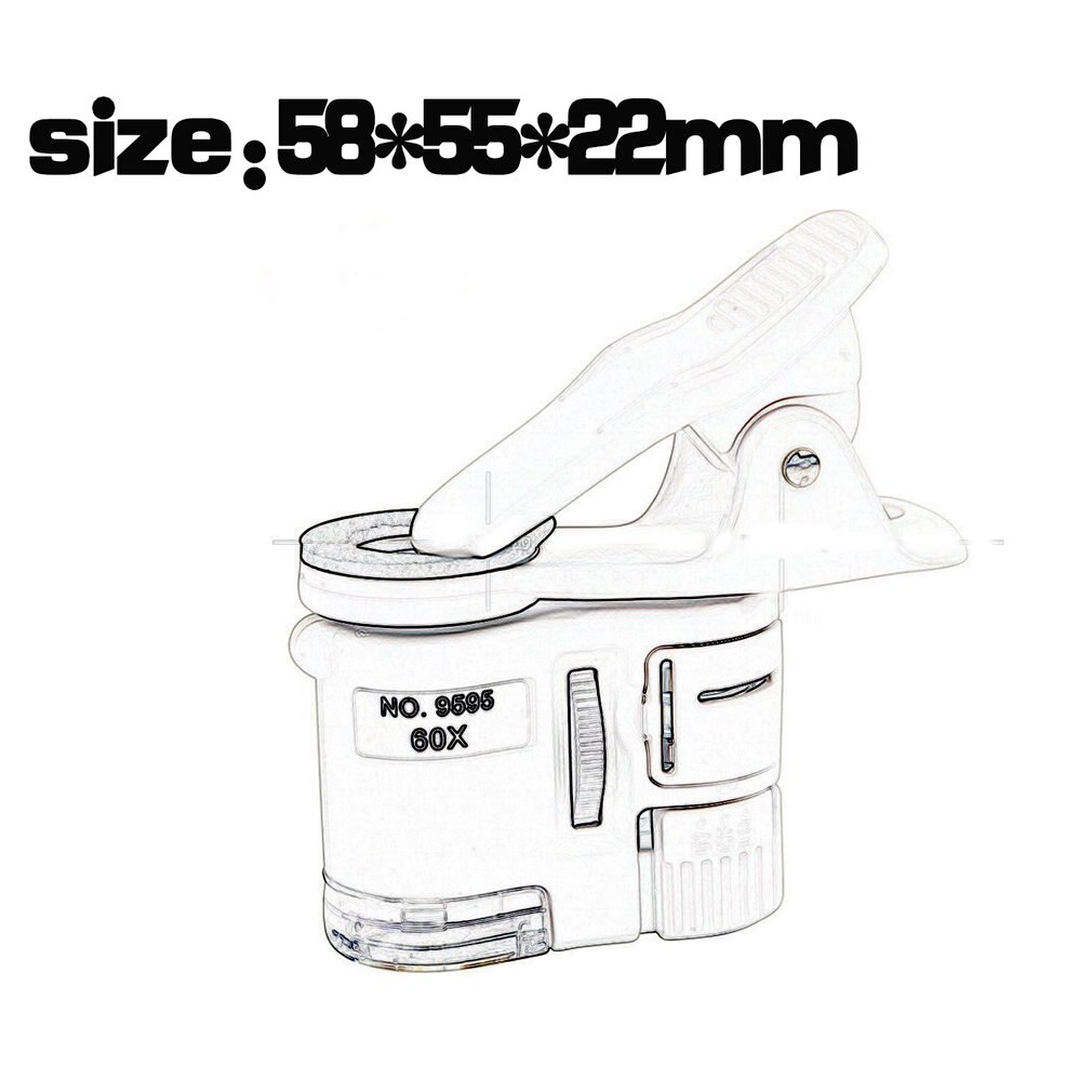 60X Mini Microscope Phone Camera Portable Clip with LED Jewelry Antiques Identification Magnifier Magnifying Glass Loupe