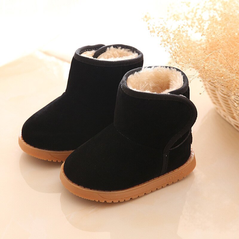 Winter Plus Fluwelen Baby Laarzen Meisjes Jongens Snowboots Baby Peuter Warm Anti-Slip Rubber Zolen Schoenen Kids Kinderen laarzen: Black / 23