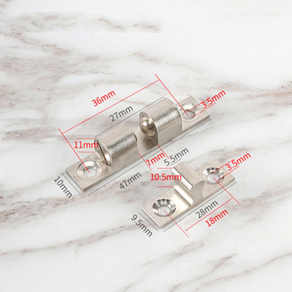Brass Adjustable Double Ball Tension Roller Catch Hardware Fitting Cabinet Closet Furniture Door with Screws Door Stop Magnetic: Silver 50mm