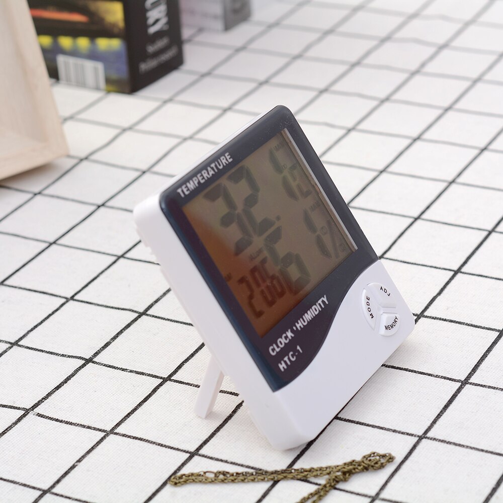 Voor HTC-1 Hoge nauwkeurigheid LCD Digitale Thermometer Hygrometer Indoor Elektronische Temperatuur-vochtigheidsmeter Klok Weerstation