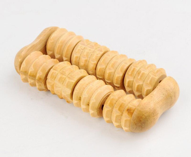 Wooden household massage stick wooden manual push back ball roller type sole cervical spine lymph waist and leg massager