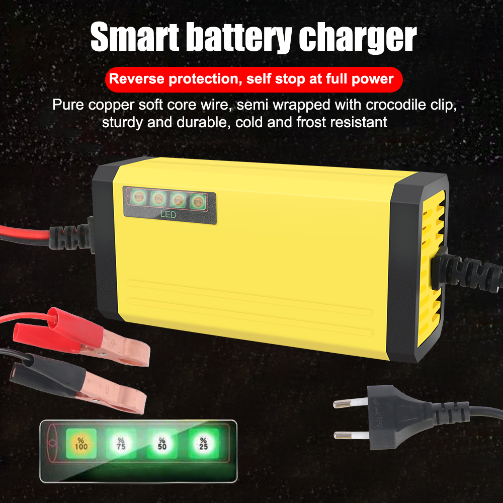 12V 2A Moto Lkw Batterie Ladegerät 220V Power Puls Reparatur Ladegerät Led-anzeige Nass Trocken Blei Säure batterie Auto Batterie Ladegerät