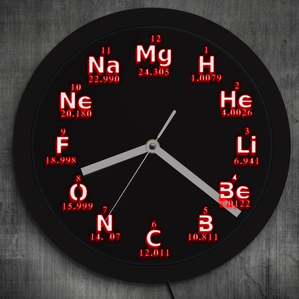 Science Chemical Elements LED Wall Clock Periodic Table Element Wall Clock Chemistry Science Geeks and Teachers