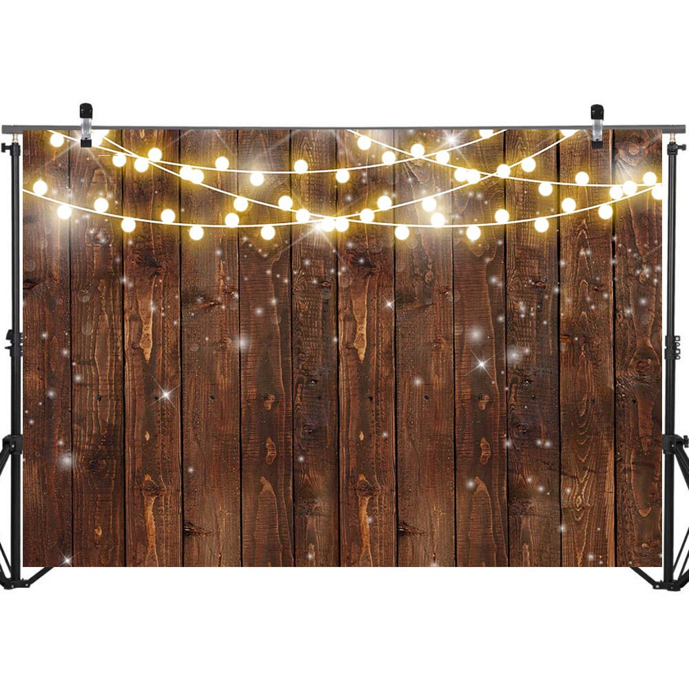 Neoback Rustieke Houten Fotografieachtergrond Shining Lights Vintage Houten Achtergronden Bruiloft Verjaardag Baby Shower Foto Achtergrond