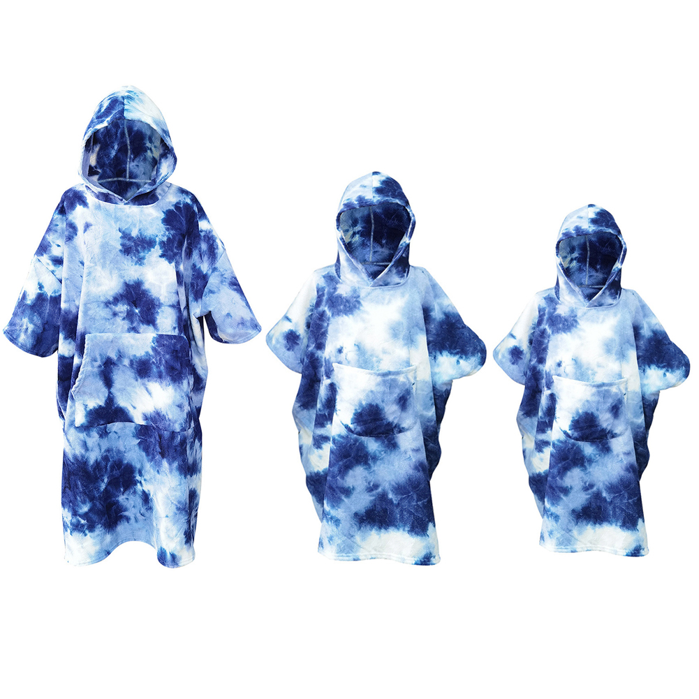 Surfponcho Handdoek Multifunctionele watersportjas met capuchon Sneldrogende microvezel stranddeken met grote zakken Badzwemhanddoek