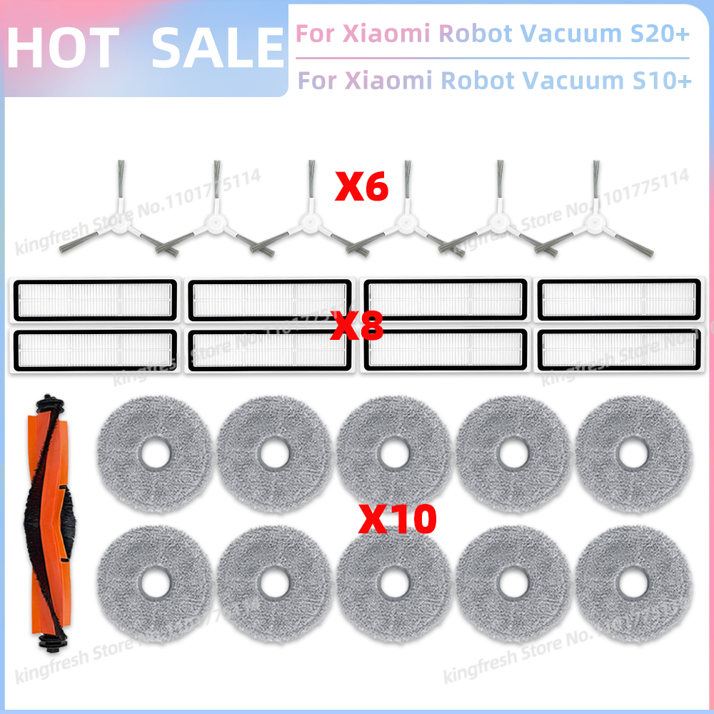 Passend Für Xiaomi Robot Vacuum S20+ Plus B108GL / S10+ Plus B105 Staubsauger Teile Hauptwalze Seitenbürste Hepa-Filter Mopptuch Zubehör