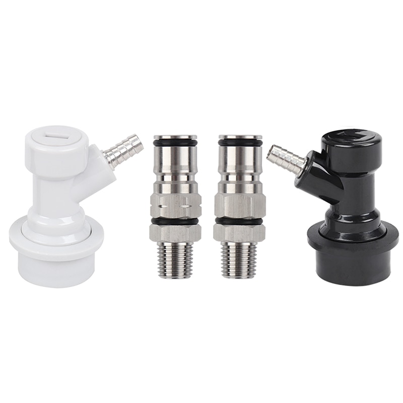 Ball Lock Post with 1/4'' Bulkhead - Liquid and Gas kit with Ball Lock Quick Disconnect Top