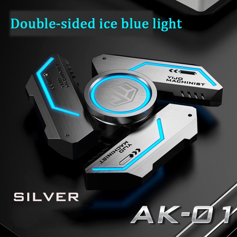 Mini Lichtgevende Led Licht Fidget Spinner High-Speed Roterende Stille Gyro Kinderen Volwassen Stress Reliever Speelgoed Glow In De dark: Sliver