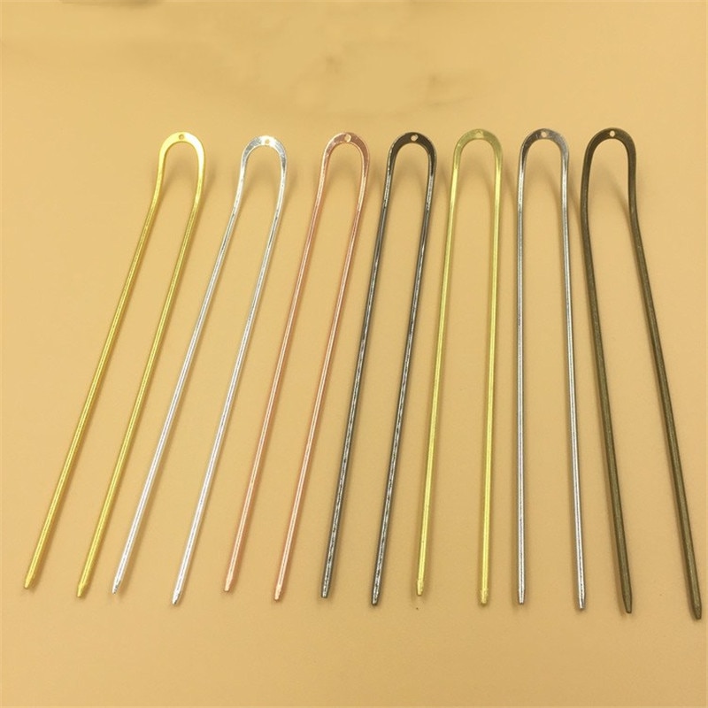 Basehome 5 stk 6 farver 130 x 2mm hårnåle hårkam guld/forsølvet hårtøj gør-det-selv tilbehør fund