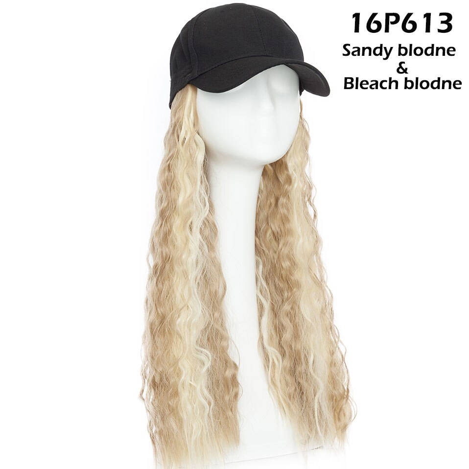 SNOILITE 18 pouces longue extension de cheveux ondulés avec capuchon noir extension synthétique cheveux pour les filles partie style intergrille cap cheveux: 16P613