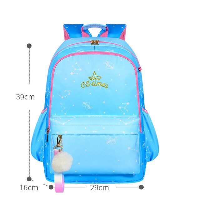 Kinderen Schooltas Meisje Kids Satchel Primaire Borduurwerk Rugzak Gradiënt Kleur Star Moon Mochila Tiener Regenboog Schooltas: 005-4