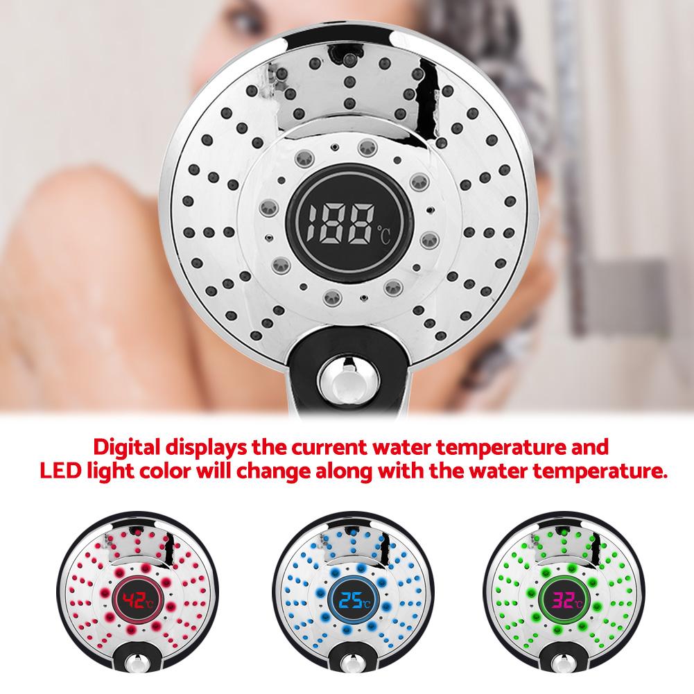 Led-temperatuurregelaar spa-douchekop met / 3 kleuren galvaniserende handdouche voor in de badkamer, douchekop met 3 sproeistanden