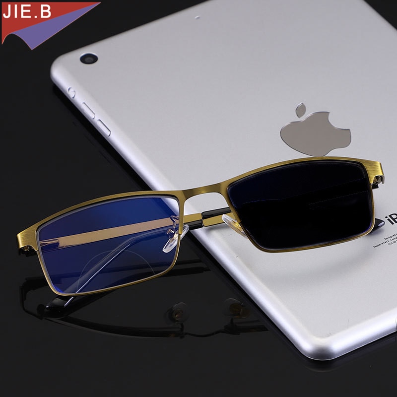 Business High-end Bifocal Photochromic Reading Glasses Men Women UV400 Transition Spring Hinge Diopter Presbyopia