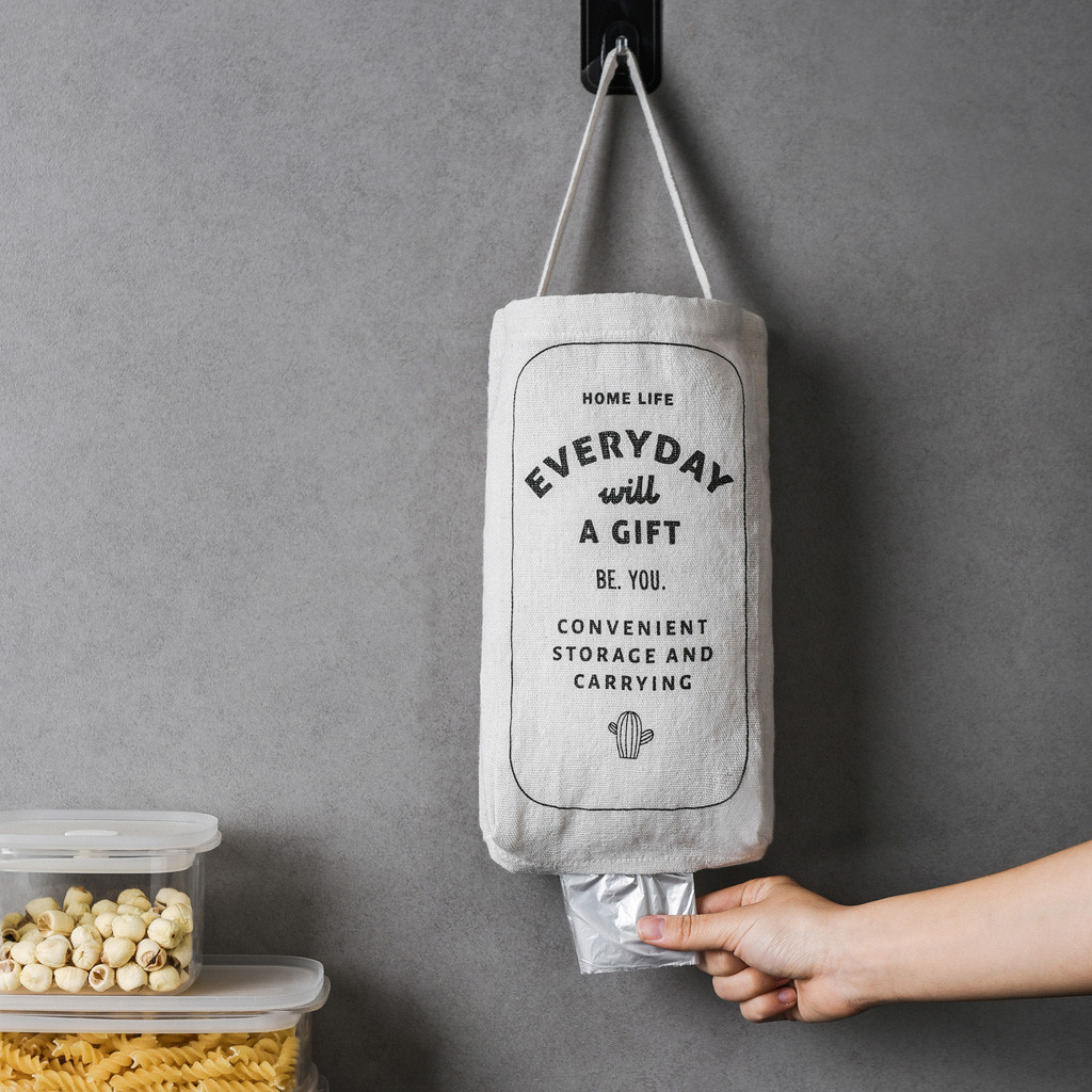 Garbage Storage Hanging Bag Double Portable Wall-mounted Debris Wardrobe Storage Bag Kitchen Vegetable Fruit Organizer Container
