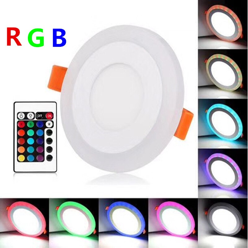 Remote Control 3 Models White &amp; RGB Led Panel Light Ultra Thin Recessed LED Ceiling downlight Acrylic Panel Lamp 6w/9w/16w/24W