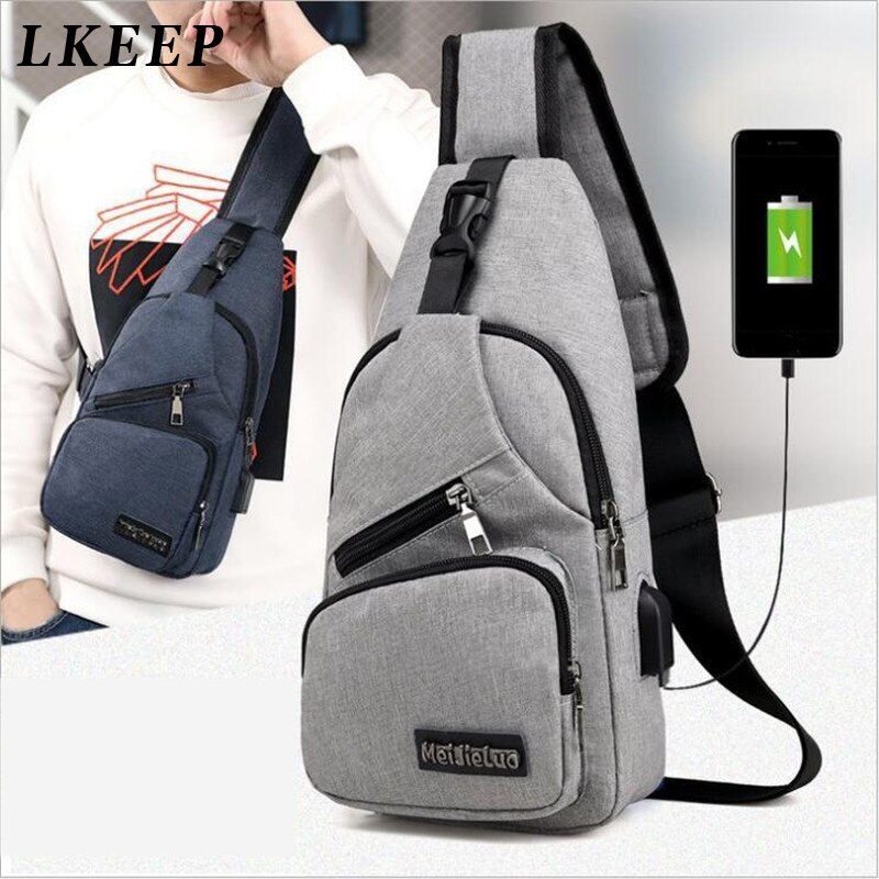 Schoudertassen voor mannen, usb-oplaadbare crossbodytas voor mannen en vrouwen, antidiefstal borsttas, schooltassen, korte reizen, koerierstassen