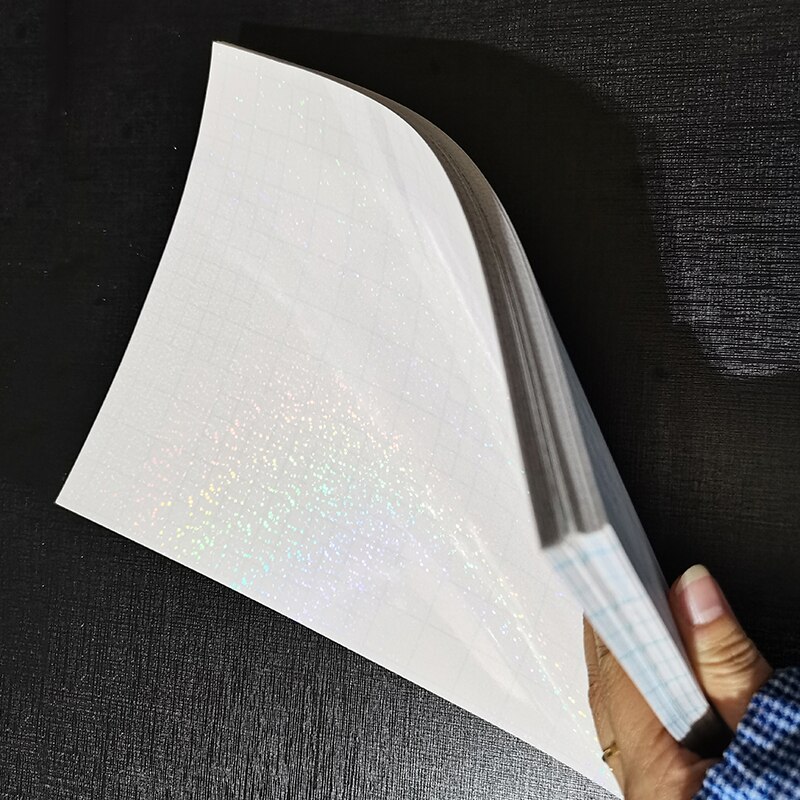 Cinta adhesiva de lámina de arena holográfica, 210x297 MM, estampado en en papel, 50 hojas, tarjeta de Color para paquete DIY