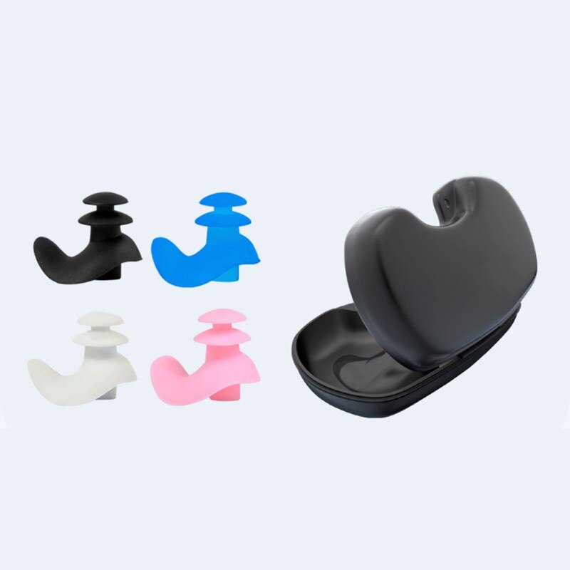 1 Pair Diving Water Sports Swimming Accessories With Collection Box Soft Dust-Proof Ear Silicone Plugs Waterproof Earplugs Gear