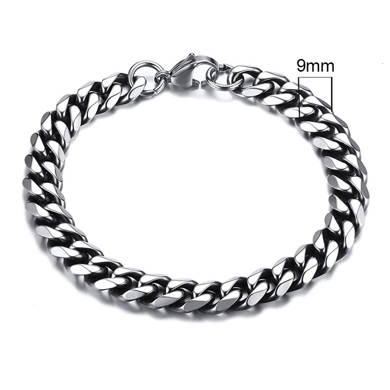 Vnox Heren Eenvoudige 3-11mm RVS Curb Cubaanse Link Chain Armbanden voor Vrouwen Unisex Pols Sieraden