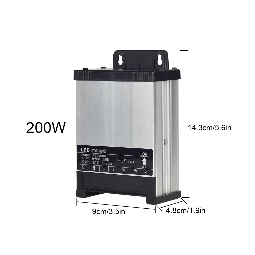 Outdoor Rainproof LED Power Supply DC12V 60W 100W 200W 250W 400W Lighting Transformers For LED strip light 220V Input LED Driver