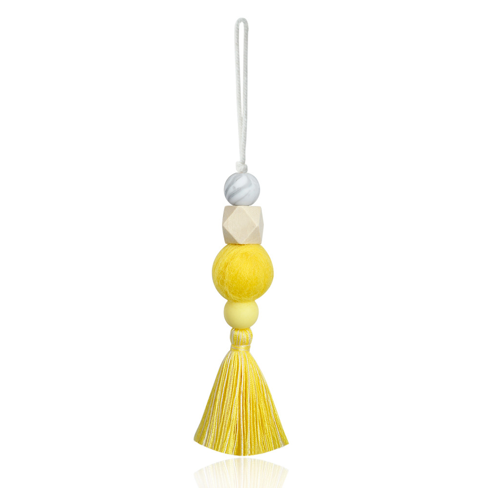 Auto Parfum Decoratie Luchtverfrisser Aromatherapie Hanger Hangende Ornamenten Houten Kraal Vilt Bal Parfum Auto Accessoires: Black