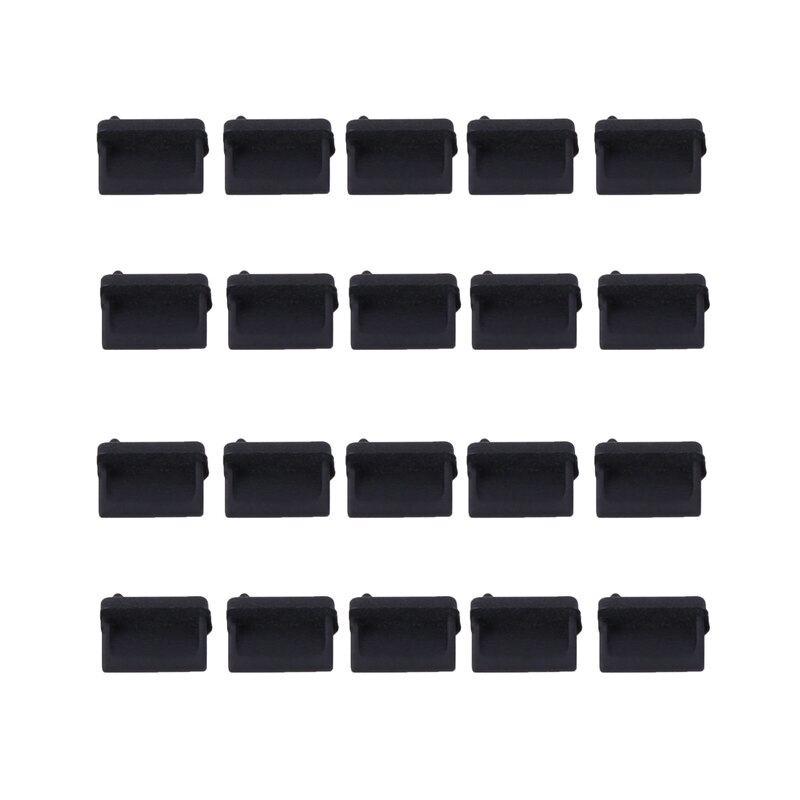 20 stück silikon-usb-anschlussstopfen, staubdichte schutzkappen, schwarz: Default Title