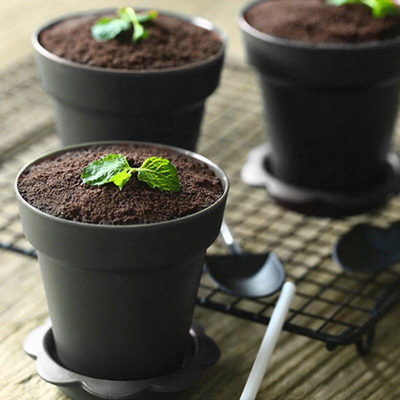 20sets Plastic Pot Cake Pudding Disposable Cups Dessert Fruit Cake Cup For Birthday Wedding Party Pudding Ice Cream Cup With Lid