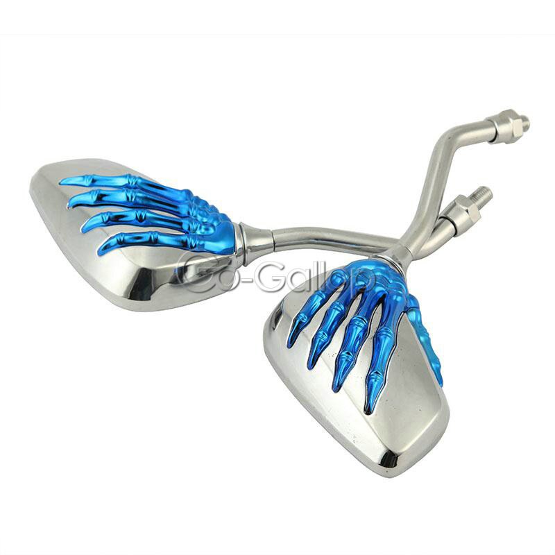 Schedelachteruitkijkspiegels voor honda vt shadow ace classic 500 700 750 1100 vtx 1300/  kawasaki vulcan  vn 800 900 1500 1600 cruisers: Blauw