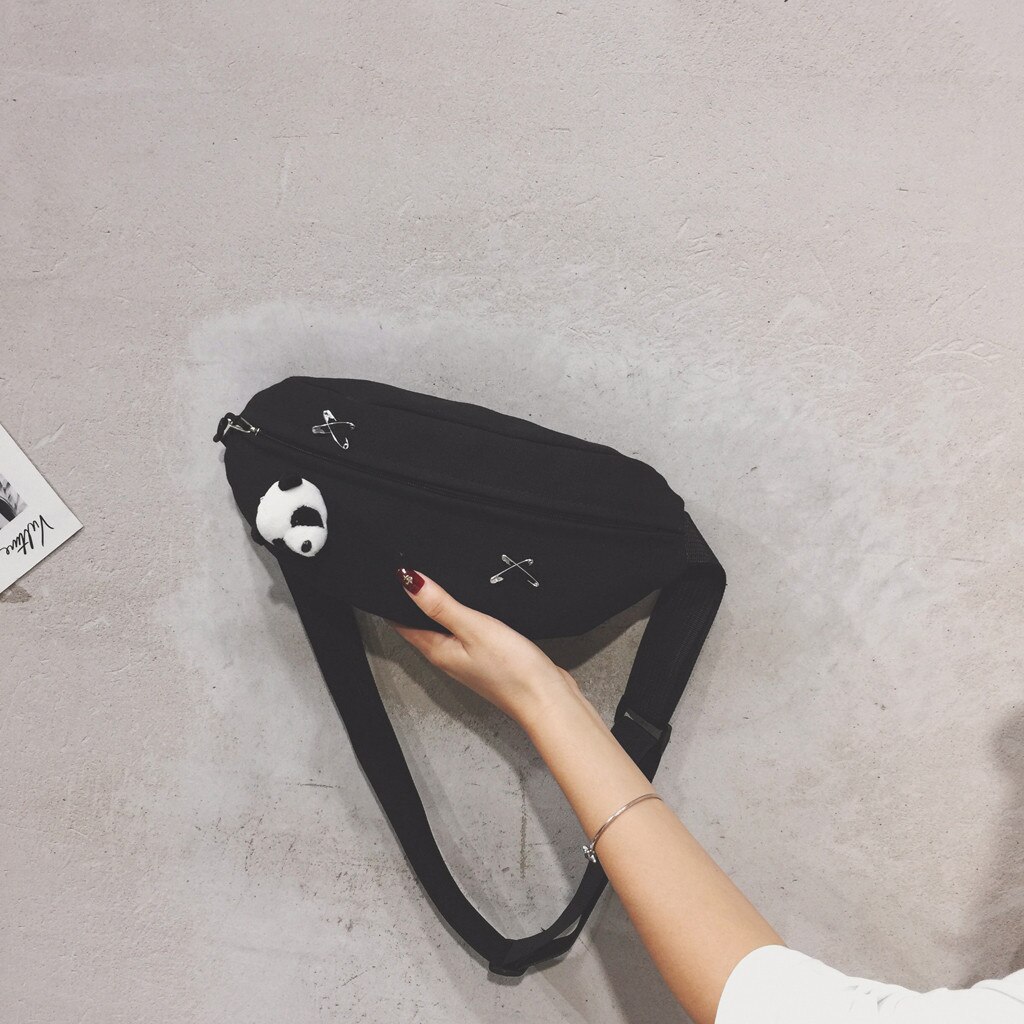 Fanny Pack pour femmes toile taille sac mignon Panda frais étudiant sac à bandoulière Harajuku nerka rein poitrine sacs sac banane femme