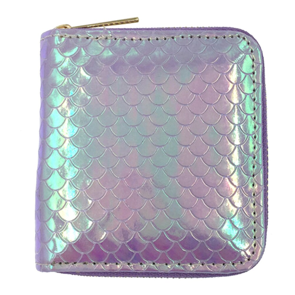 Women Mermaid Pattern Short Wallet Coin Purse PU Leather Purse Zipper Card Clutch Holder Female Small Bag and purse