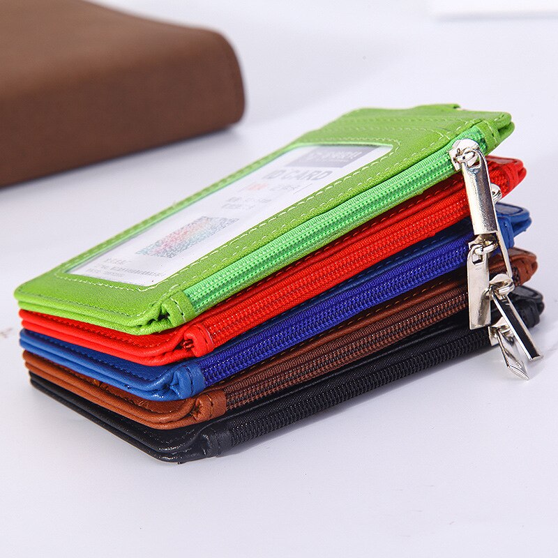 Pu Lederen Id Badge Houder Met Rits Porte Bus Pass Case Cover Slip Mannen Vrouwen Bank Credit Card Houder met Polyester Lanyard