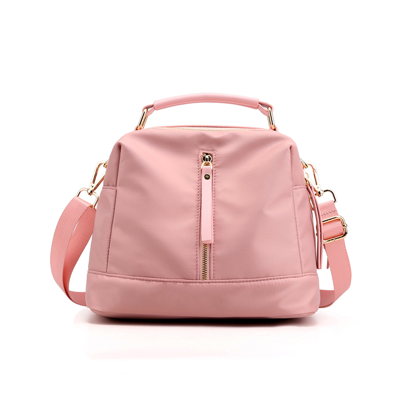 Femmes sacs à bandoulière petit sac à main simple rétro sac de messager imperméable en Nylon dames sac à bandoulière femme fermeture éclair sac à main: Pink