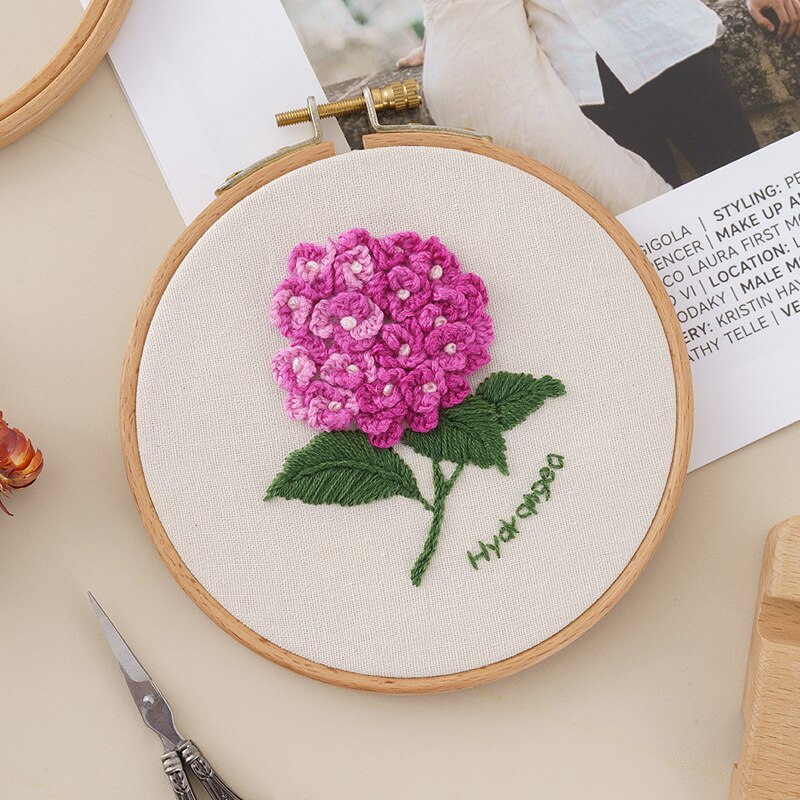 Beginner Embroidery Kit Flowers Pattern Diy Embroidery Full Kits Embroidered On Clothes Cross Stitch Sewing Embroideri With Hoop: Embroidery Kit-2