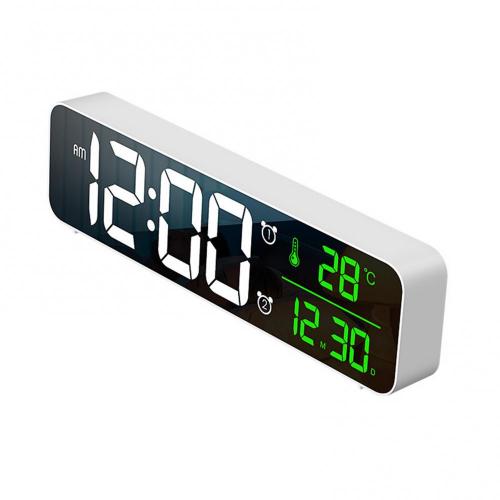 LED Digital Wecker Temperatur Musik Anzeige Uhr Elektronische Kunststoff Timer Großen Bildschirm Leuchtende Uhr Schlafzimmer Tisch Dekor: Weiß