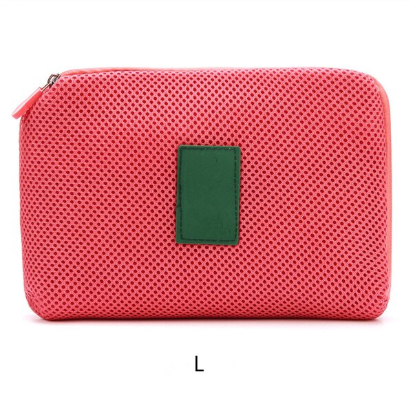PURDORED 1 Pc Portable Solid Digital Storage Bag Travel Mini Earphone Cable USB Bag Earphone Devices Organizer Storage Wrap: red L