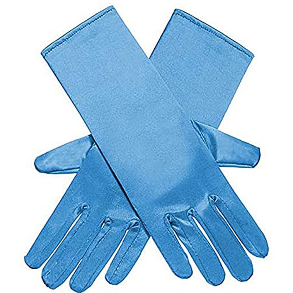 3-10Y Mädchen Satin- Handschuhe Schnee Königin Handschuh Prinzessin Kostüm für freundlicher Party, Hochzeit, Formale Festzug Geburtstag Party: dunkel Blau