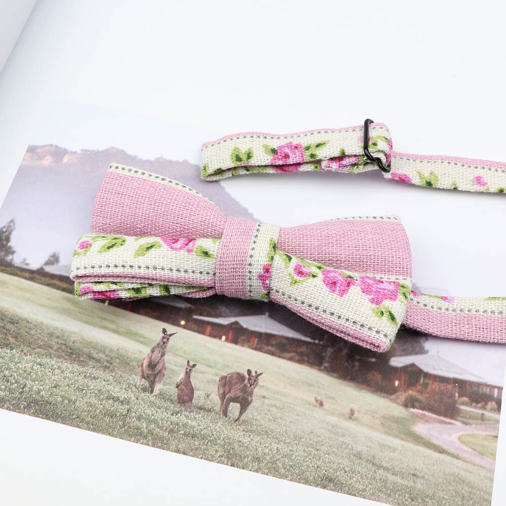 Gravata borboleta ajustável para crianças, de linho, desenho animado, animal, flor, borboleta, presente, festa, laço, acessórios