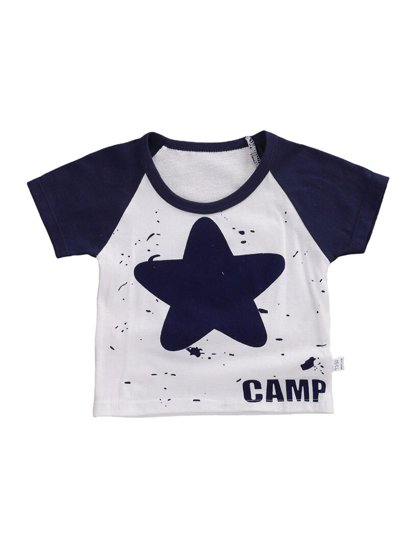 Kids Toddler Boys Girls Short Sleeve Pentagram Print T-shirt Summer Casual Round Neck Tops for Infant Baby