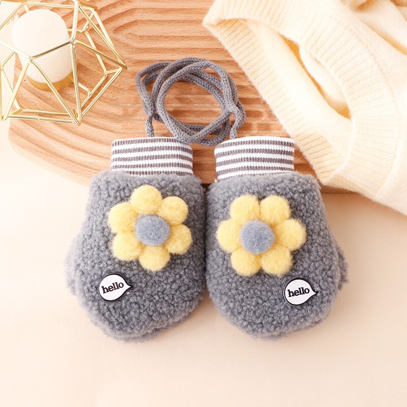 Warmom Karikatur Baby Fäustlinge Winter Warme freundlicher Baby Mädchen Handschuhe Acryl freundlicher Kleinkind Handschuh Handschoen Winter Handschuhe freundlicher 1-3Y: A grau