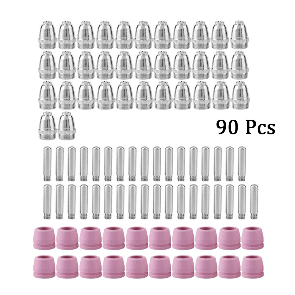 90 Pcs AG60 SG55 Plasma Cutting Machine Consumables Kit 35 Electrodes+35 Nozzles+20Ceramic Shield Cups Welding Repair Supplies