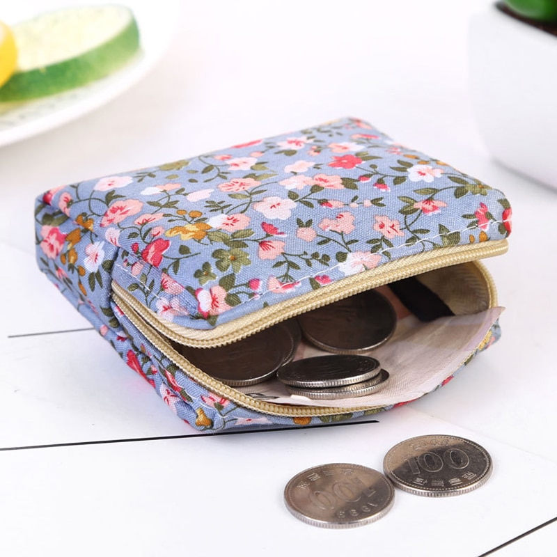 eTya Women Purses Cute Zipper Small flower Bag female Girl Headset Line Coin Purse Card Bag Clutch Wallet key bags