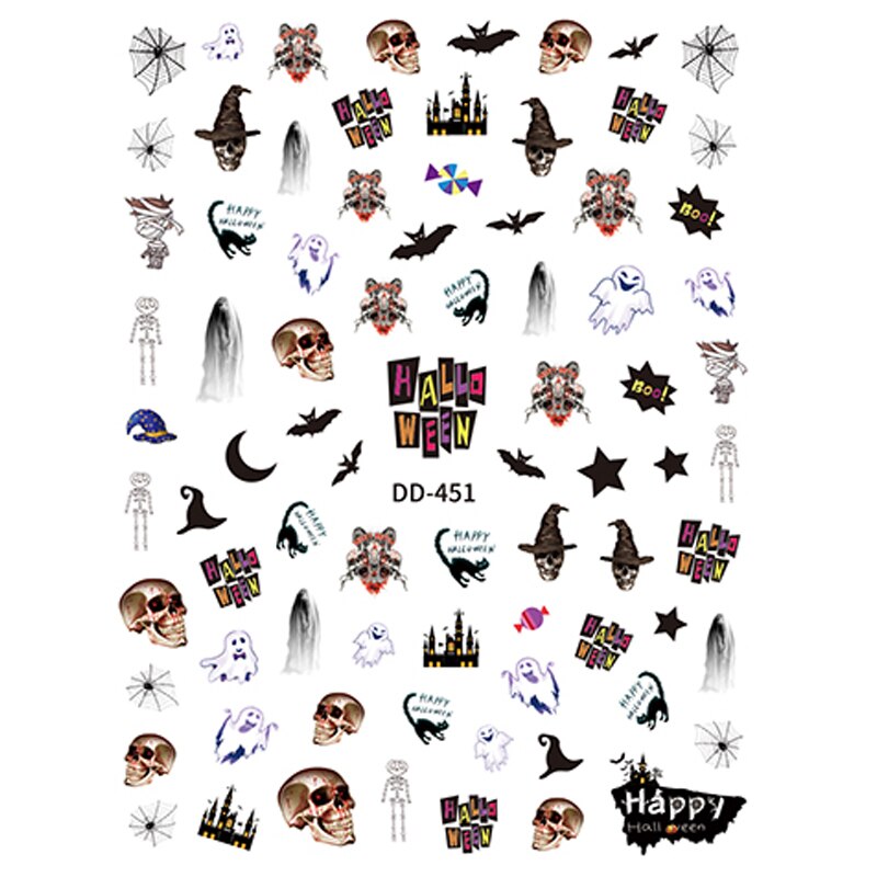 10 st märkes nagelklistermärke nagelklistermärke halloween jul nageltryck nageldekoration ハロウィンネイルステッカー