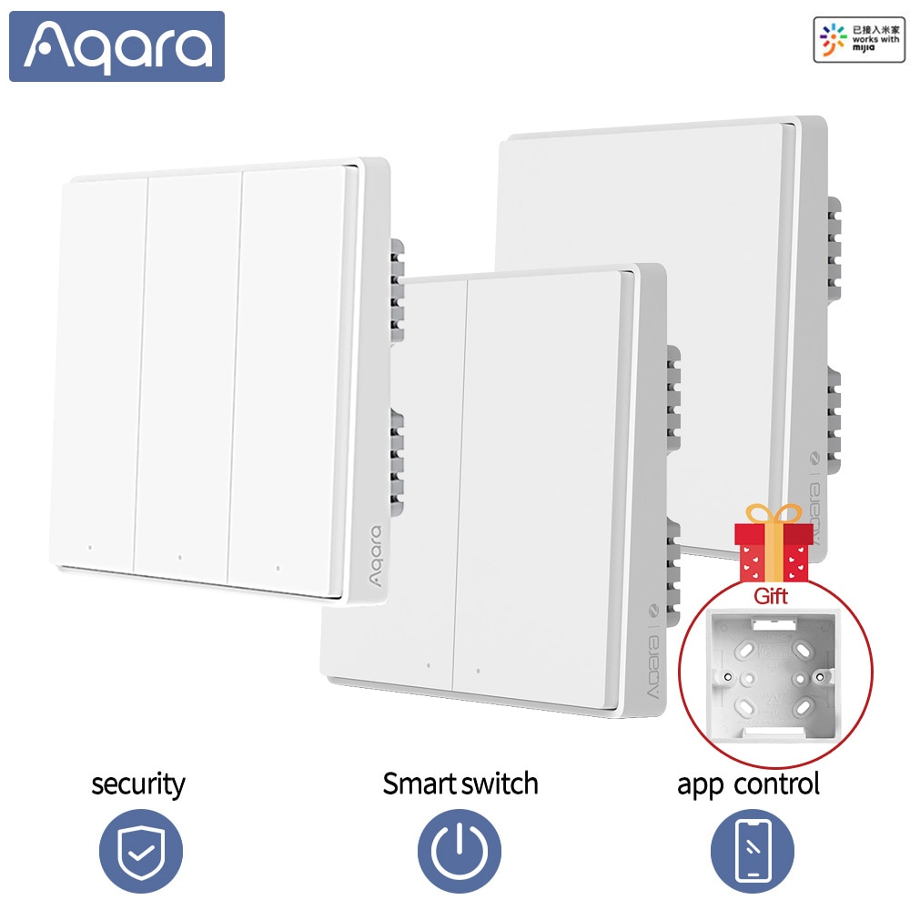 Aqara-interruptor inteligente D1 inalámbrico, interruptor de pared con cable de fuego único ZigBee, Control de luz de casa inteligente para aplicación mihome