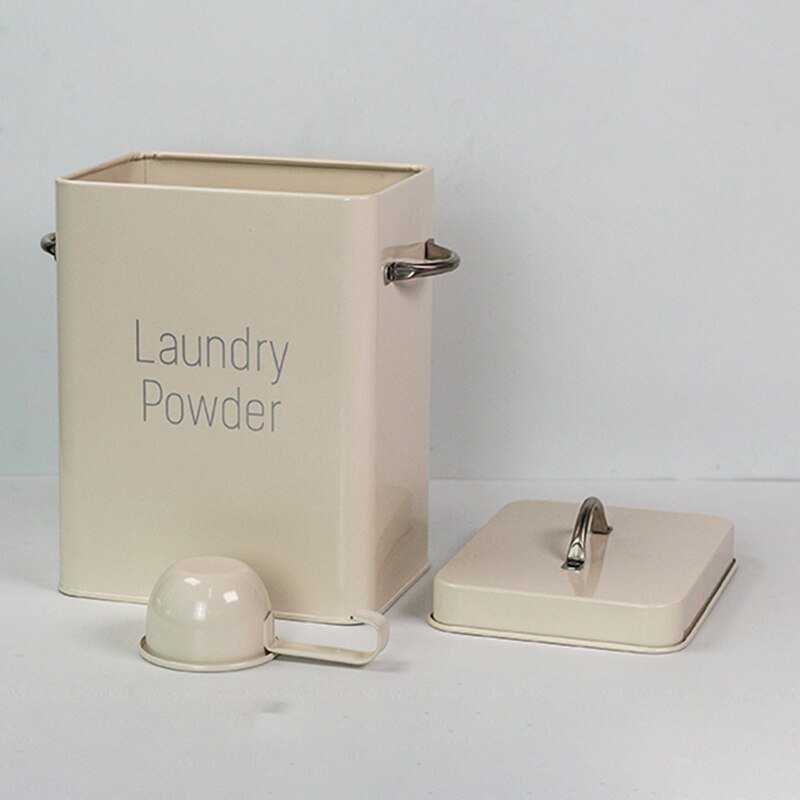 Beautiful Powder Laundry Powder Boxes Storage with Scoop White